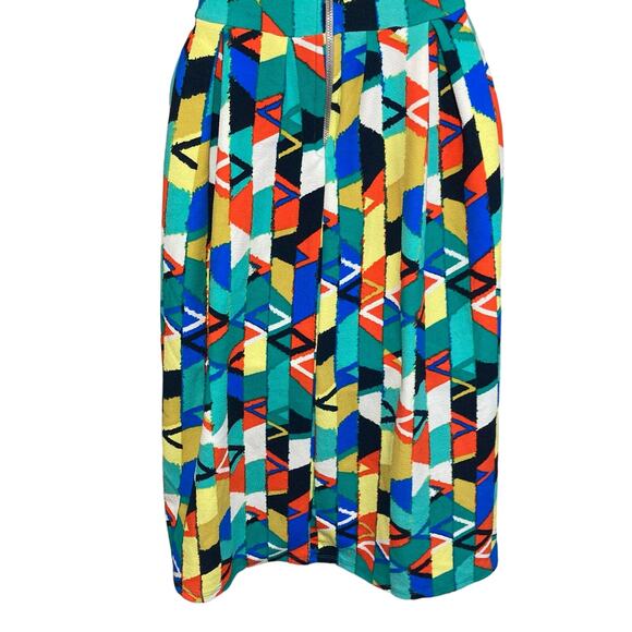 NEW LuLalRoe Amelia Dress Colorful Fit Flare Geometric Pattern Pleat Stretch XXS - Picture 16 of 16